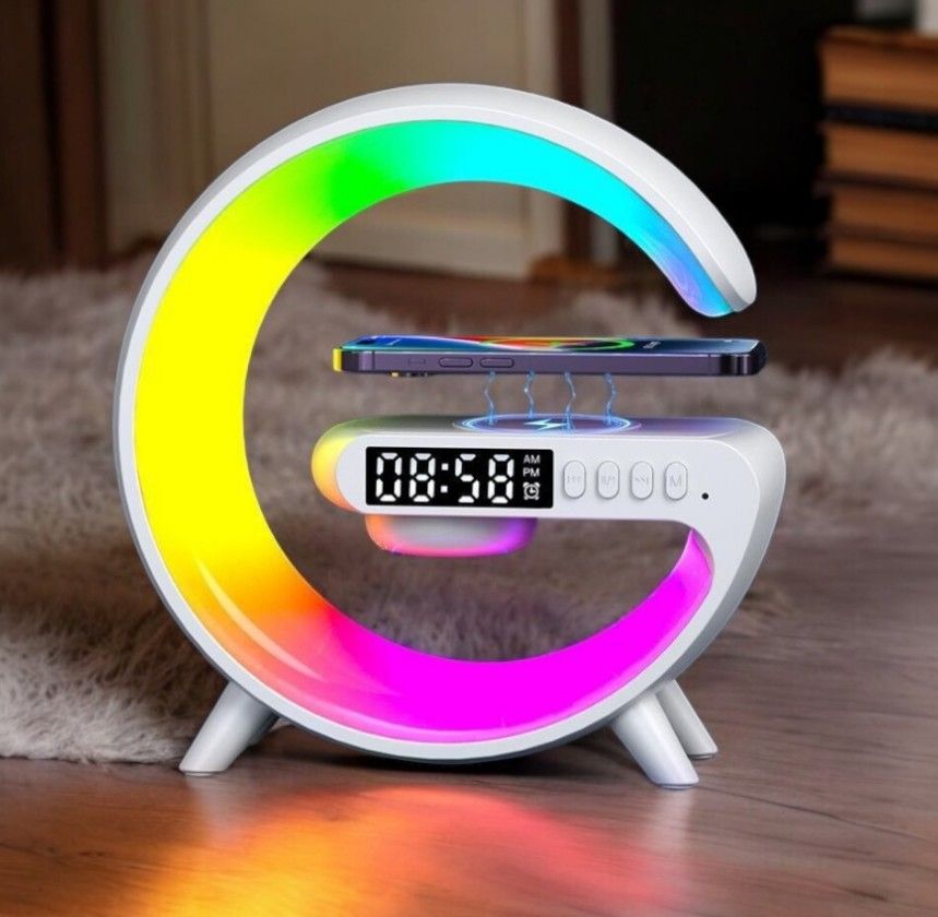 Altoparlante Bluetooth con Luce RGB Lampada con Sveglia e Ricarica Rapida Wireless