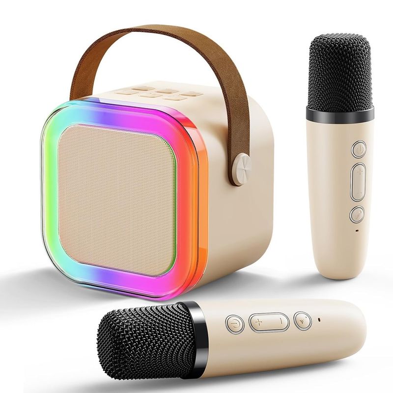 Altoparlante Portatile Karaoke con Due Microfoni Wireless e Luci RGB Bluetooth