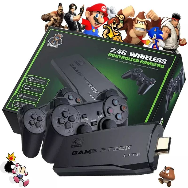 Game Stick Giochi Retro 10000 Giochi Con Due Joestick Wireless Console Tv Pc