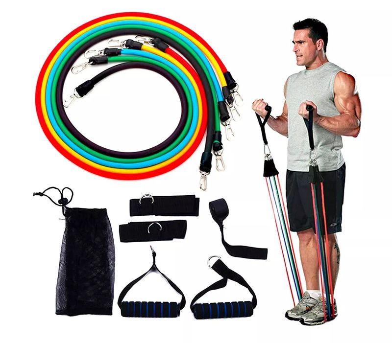 Set allenamento e riabilitazione fasce elastiche e cinghie 5 livelli resistenza