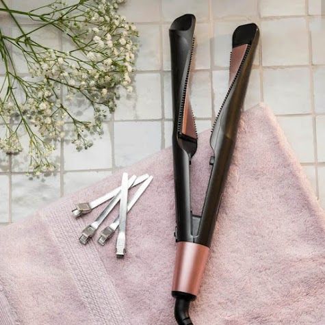 Piastra Per Capelli 2in1 Spirale Piatto Ionico a Vapore in Tormalina Professionale