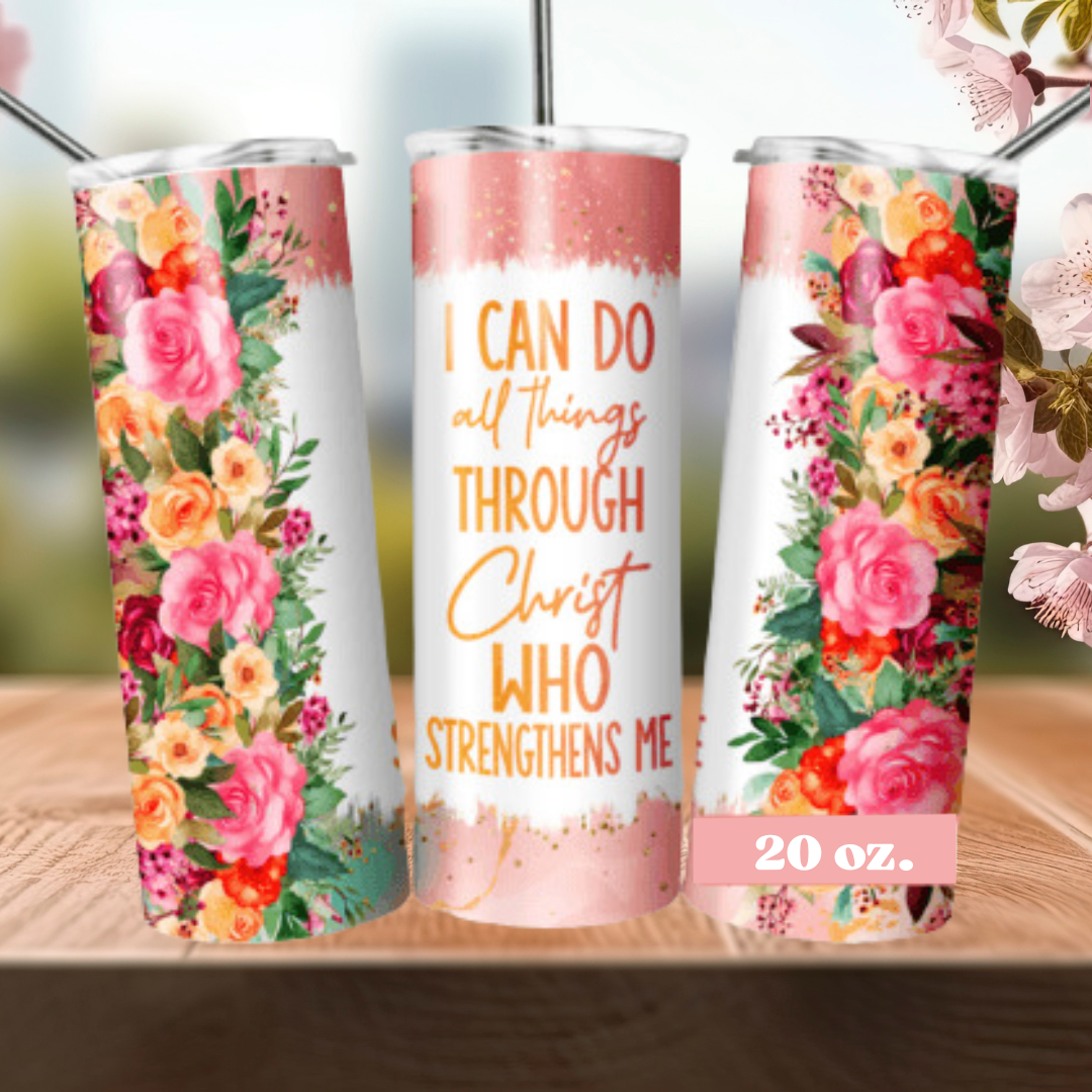 Through Christ 20oz. Skinny Tumbler