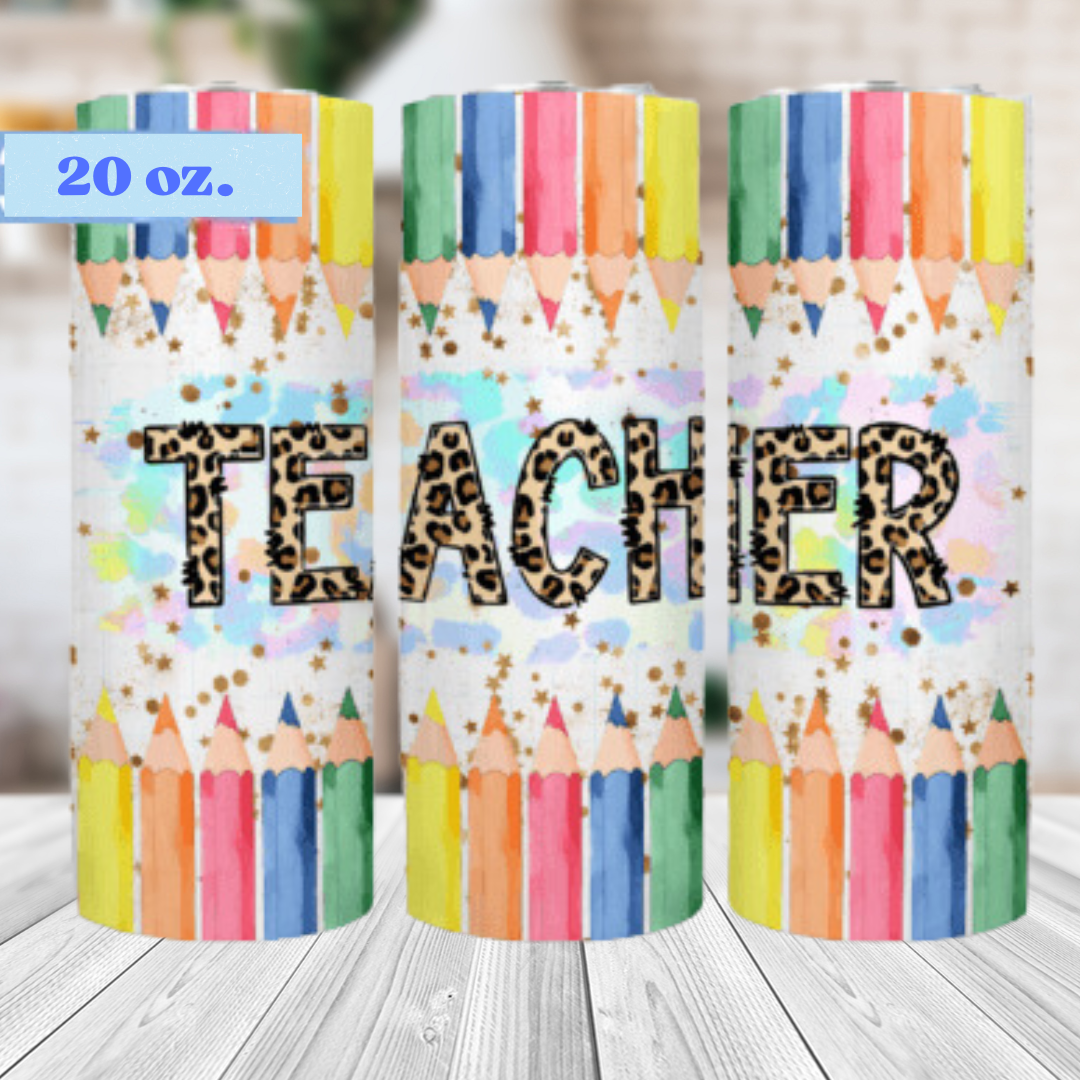 Teacher Pencil Crayons 20oz. Skinny Tumbler