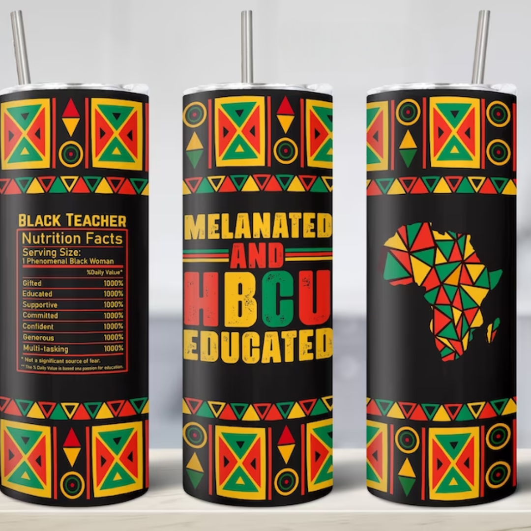 Melanin and HBCU Educated 20oz. Skinny Tumbler