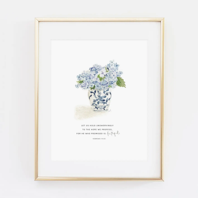 Hebrews 10:23 Hydrangea Bouquet Scripture Print
