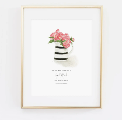 1 Thessalonians 5:24 Peonies Scripture Print