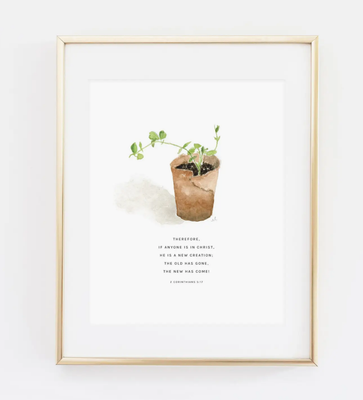 2 Corinthians 5:17 Sweet Pea Scripture Print