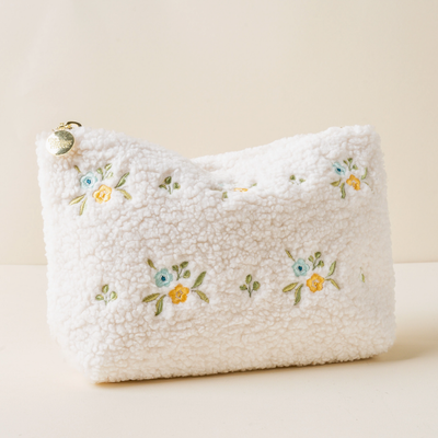 Teddy Pouch-Dainty Floral Blue + Yellow