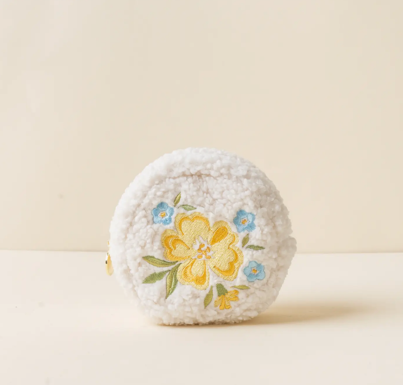 Teddy Pouch-Circle Dainty Floral Yellow
