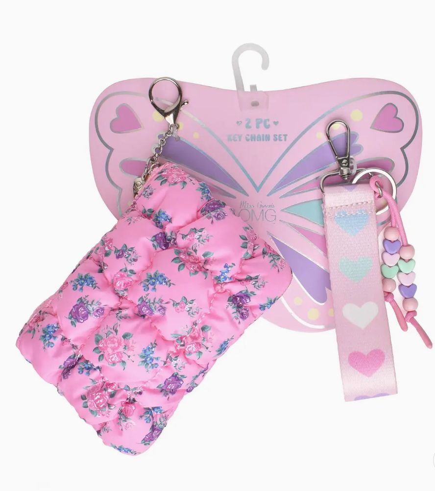Quilted Scrunchies Coin Purse Keychain Set