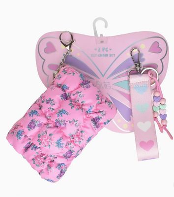 Quilted Scrunchies Coin Purse Keychain Set