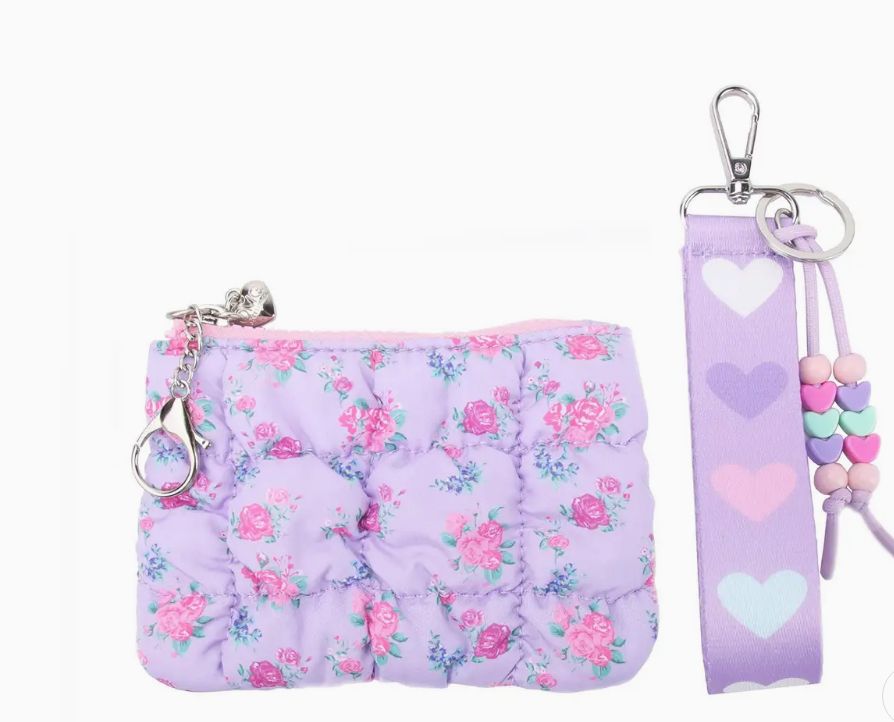Quilted Scrunchies Coin Purse Keychain Set