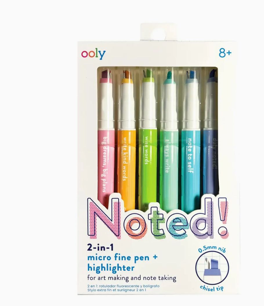 Noted! 2-in-1 Micro Fine Tip Pens &amp; Highlighters - Set of 6