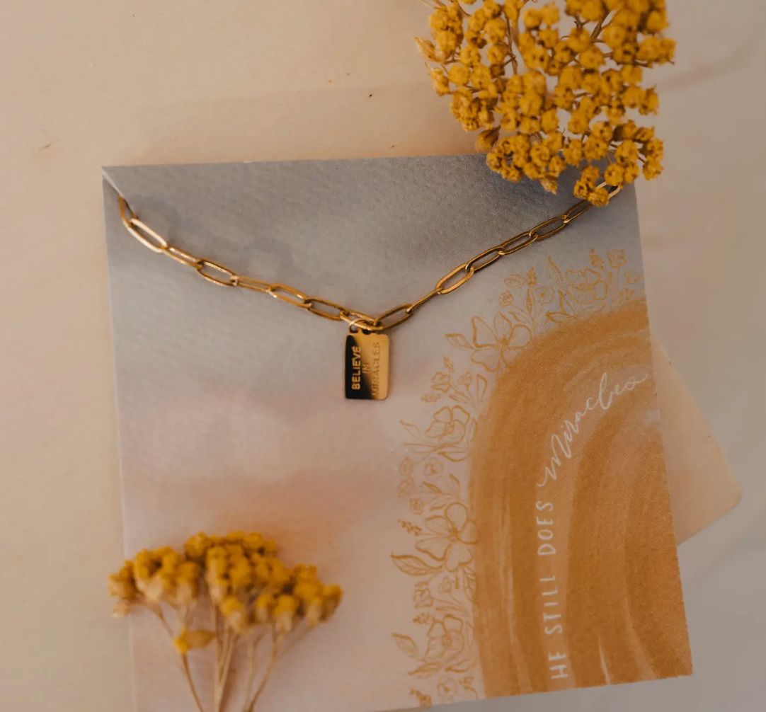 Believe In Miracles Mini Tag Necklace | Christian Jewelry