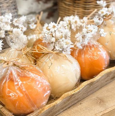 Creative Co-Op Orange Pumpkin Candle