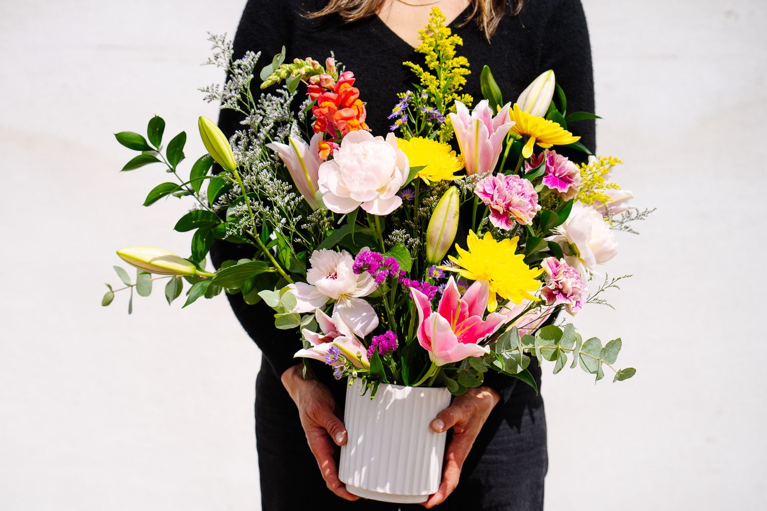 Mother's Day: Garden Style Ceramic Pot Arrangements, Signature Centrepiece Arrangement Sizes: Plentiful