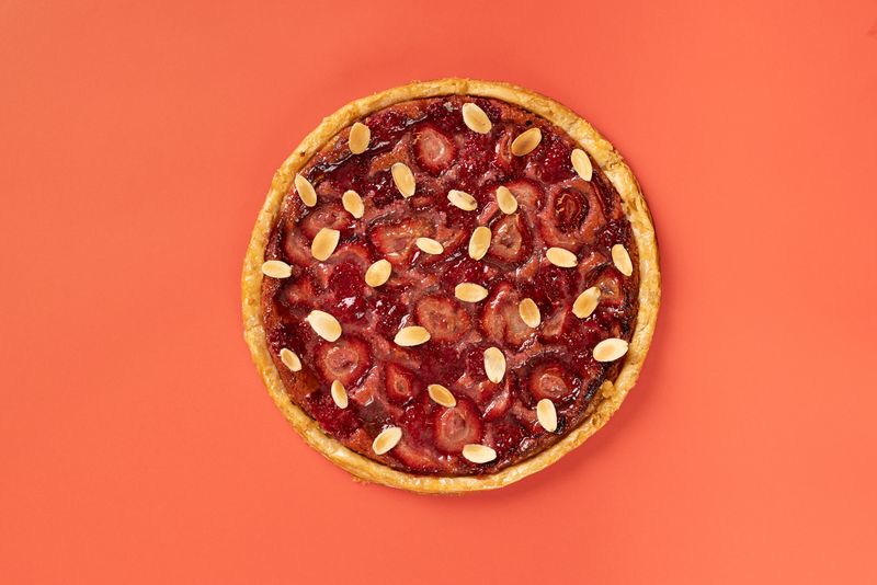 Tarte fine fraise-framboise