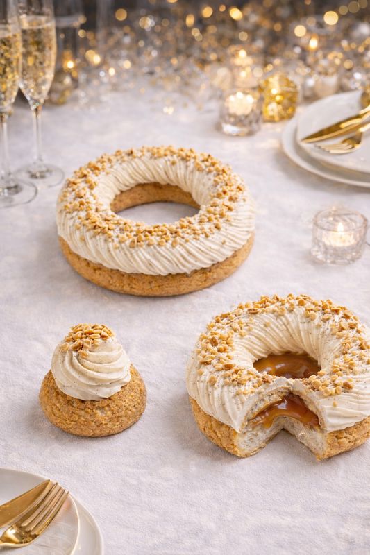 Paris-Brest vanille-caramel-cacahuètes