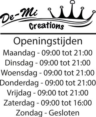 Openingstijden met eigen logo 28x34,2 cm. (BxH) leverbaar in 92 kleuren