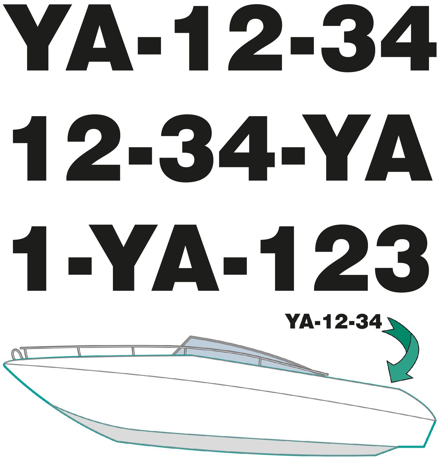 Officiële registratienummers Speedboot RDW Erkent 2 stuks.