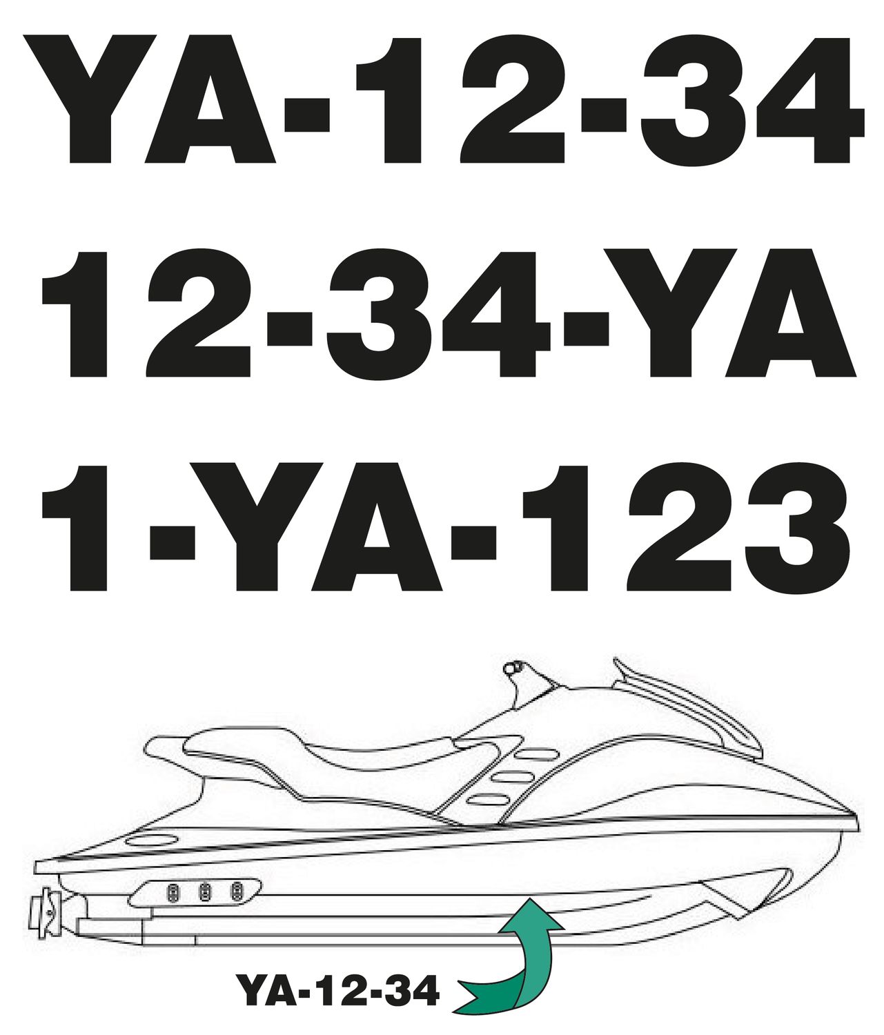 Officiële registratienummers Jetski RDW Erkent 2 stuks.