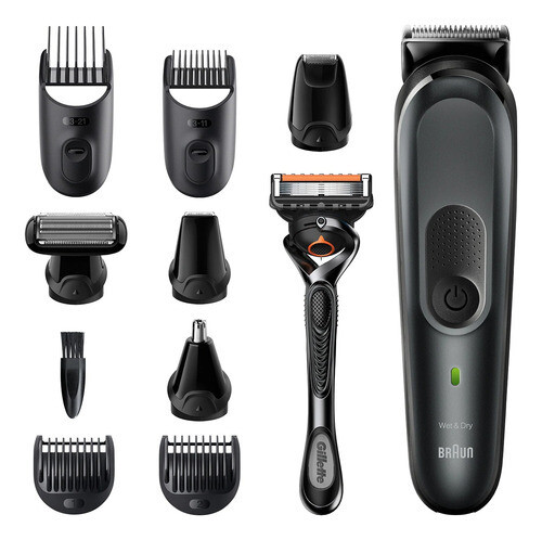 Recortadora Eléctrica 10en1 Braun Mgk7321 Barba/pelo/cuerpo, Color: Negro