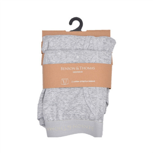 Calzoncillos Benson &amp; Thomas Boxer Hombre Pack X2 Gris, Color: Gris, Talle: M