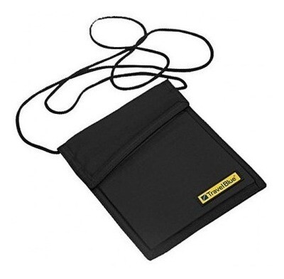Porta Valores De Cuello Travel Blue Negro Beige