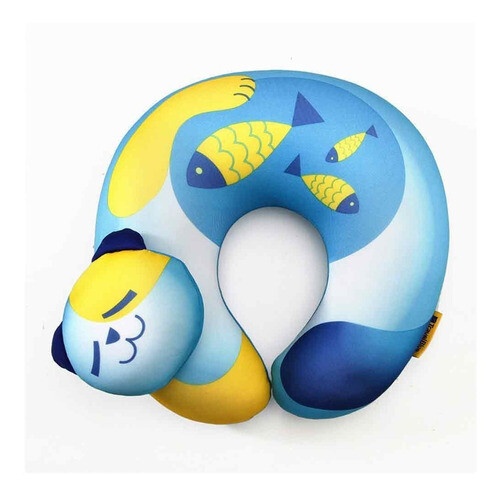 Almohada De Viaje De Gato Travel Blue Para Niño Para Cuello, Color: Azul