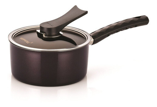 Olla Cacerola Capa Antihaderente Happycall 18 Cm + Glass Lid, Color: Marrón