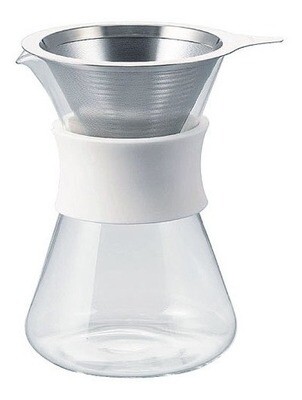 Cafetera Decanter De Vidrio Con Filtro De Metal Hario Blanco