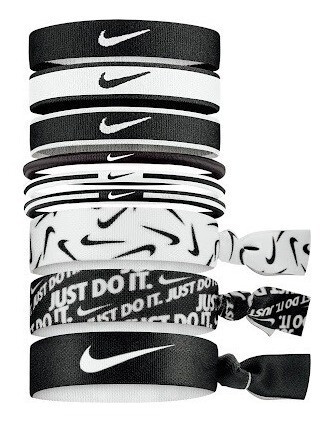 Colitas De Pelo Nike Pack X9 Unisex Adulto Talle Unico B&amp;w, Color: Negro, Talle: Talle único