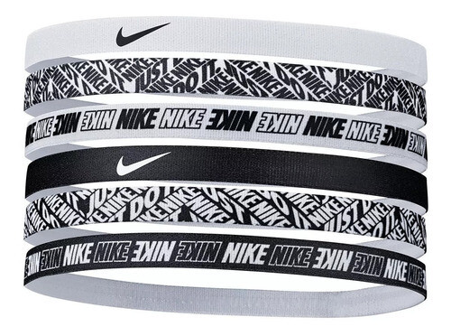 Vinchas Nike Pack X6 Unidades Talle Único Blanco Y Negro, Color: Negro