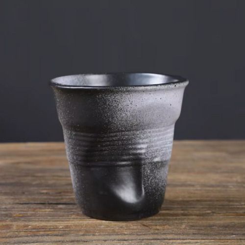 Vaso Irregular De Cerámica 200ml Pack De Dos Unidades Negro Y Blanco