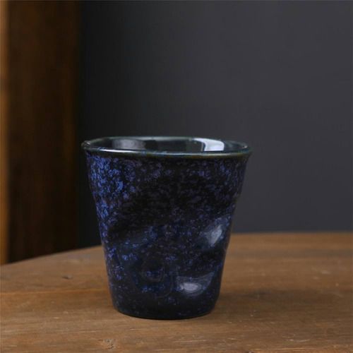 Vaso Irregular De Cerámica 200ml Pack De Dos Unidades Azul Oscuro