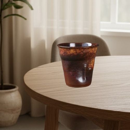 Vaso Irregular De Cerámica 200ml Pack De Dos Unidades Marrón Oscuro Y Marron Claro