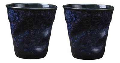 Vaso Irregular De Cerámica 200ml Pack De Dos Unidades Azul Oscuro