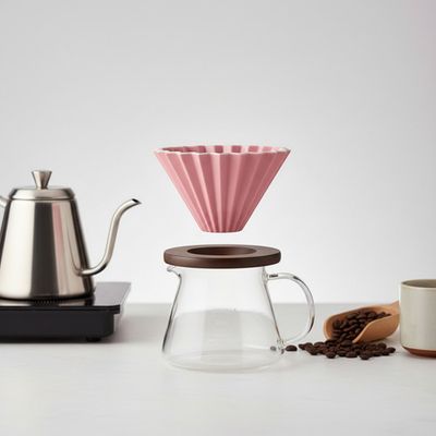 Dripper Origami De Ceramica Café De Especialidad Rosa