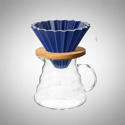Dripper Origami De Ceramica Café De Especialidad Azul