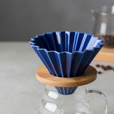 Dripper Origami De Ceramica Café De Especialidad Azul