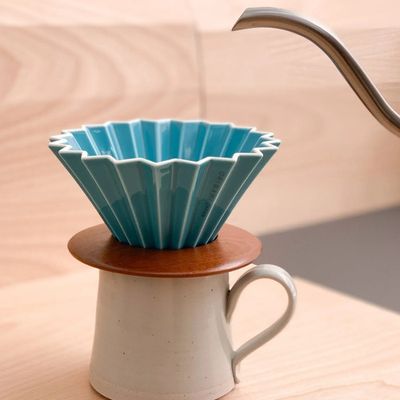 Dripper Origami De Ceramica Café De Especialidad Celeste
