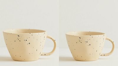 Taza Irregular De Ceramica 330 Ml Pack De Dos Unidades Amarillo Pintas