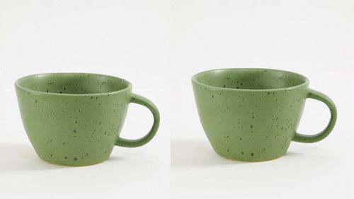 Taza Irregular De Ceramica 330 Ml Pack De Dos Unidades Verde Pintas