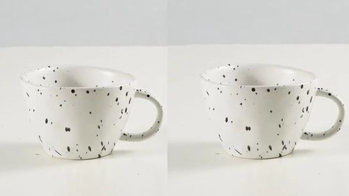 Taza Irregular De Ceramica 330 Ml Pack De Dos Unidades Blanco Pintas