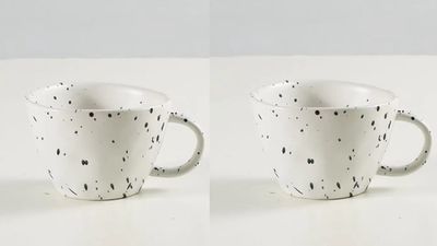 Taza Irregular De Ceramica 330 Ml Pack De Dos Unidades Blanco Pintas