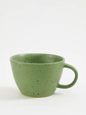 Taza Irregular De Ceramica 330 Ml Pack De Dos Unidades Verde Pintas