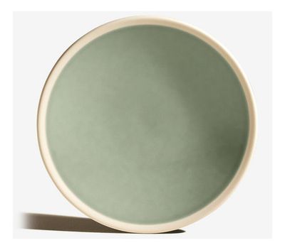 Platos Llanos De Cerámica Diseño Nordico Jolk Verde Musgo Lisa