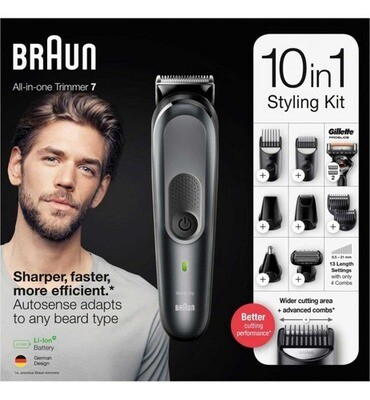 Recortadora Eléctrica 10en1 Braun Mgk7321 Barba/pelo/cuerpo Negro