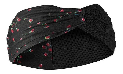 Vincha Ancha Nike Mujer Talle Único Color Negro Con Flores Negro, Color: Negro