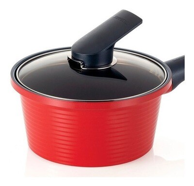 Olla Cacerola De Cerámica Con Mango Happycall 18 Cm Roja Rojo